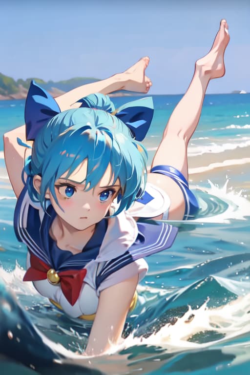  Cirno, bikini, sailor moon style