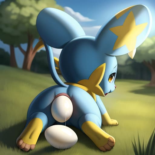  Shinx, feral cat, egg in ass, anal oviposition, view from behind,, open eyes, digital art, masterpiece, 4k, fine details,