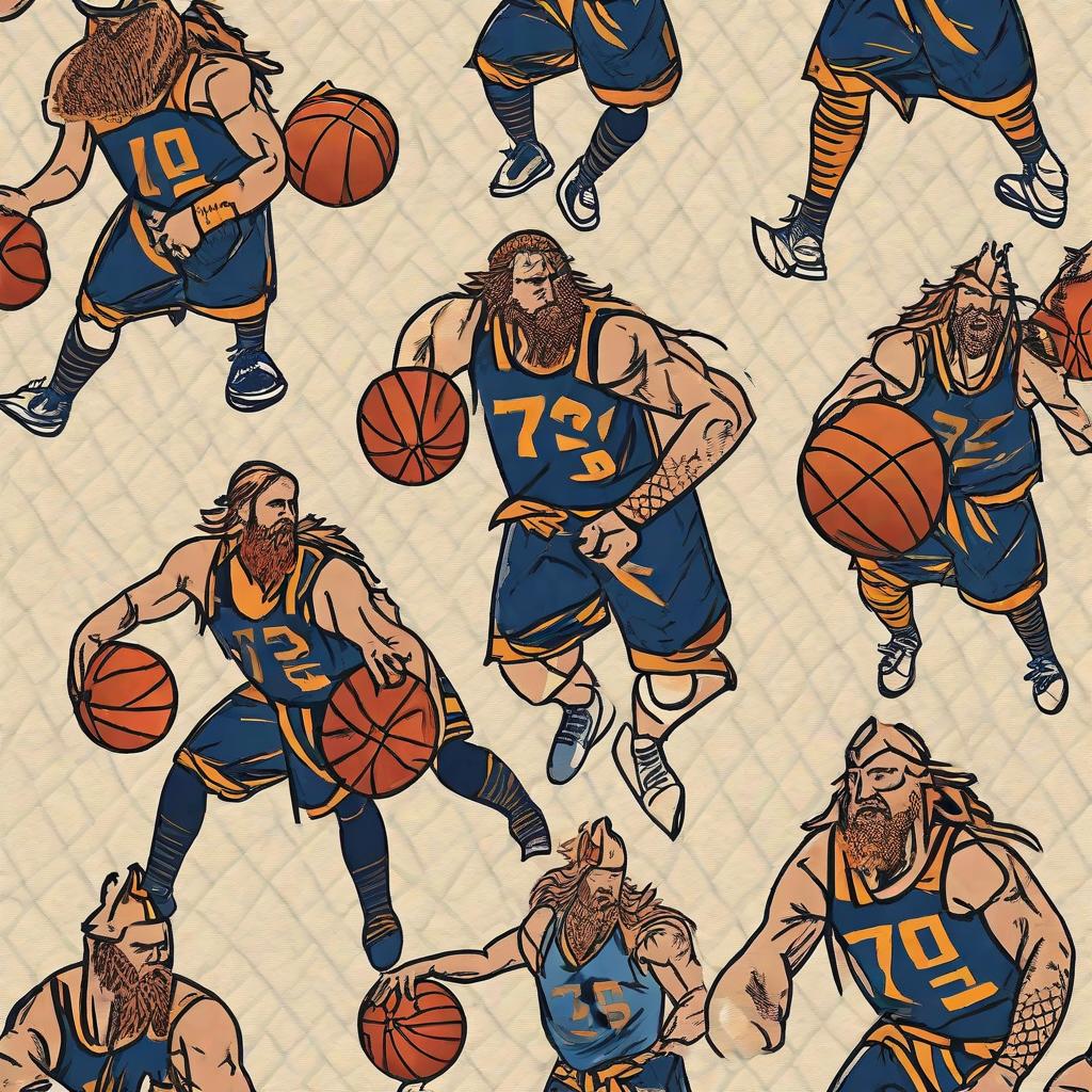  masterpiece, best quality, vikings playing basketball