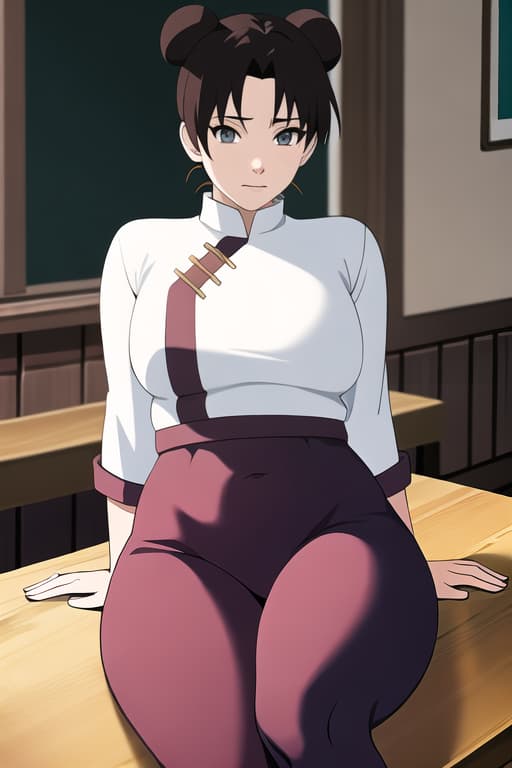  tenten\(shippuden\),(masterpiece, best quality:1.2), illustration, absurdres, highres, extremely detailed,fat_mons,clitoris