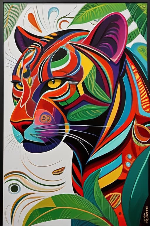  Abstract art, Picasso style, jungle panther