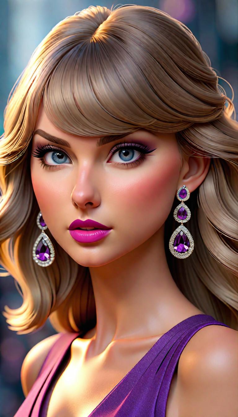  Professional 3D model of Taylor Swift wearing purple spandex . Rendered with Octane, the model is highly detailed,dramatic lighting. hyperrealistic, full body, detailed clothing, highly detailed, cinematic lighting, stunningly beautiful, intricate, sharp focus, f/1. 8, 85mm, (centered image composition), (professionally color graded), ((bright soft diffused light)), volumetric fog, trending on instagram, trending on tumblr, HDR 4K, 8K