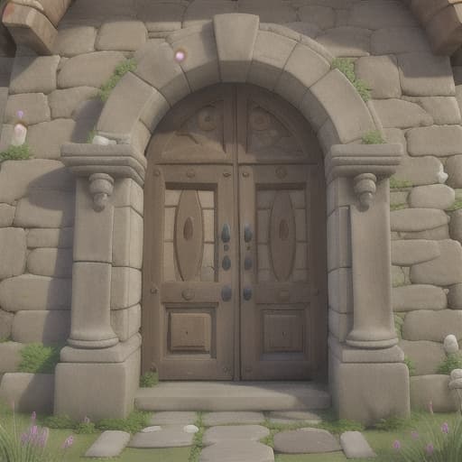  stone door with puzzle