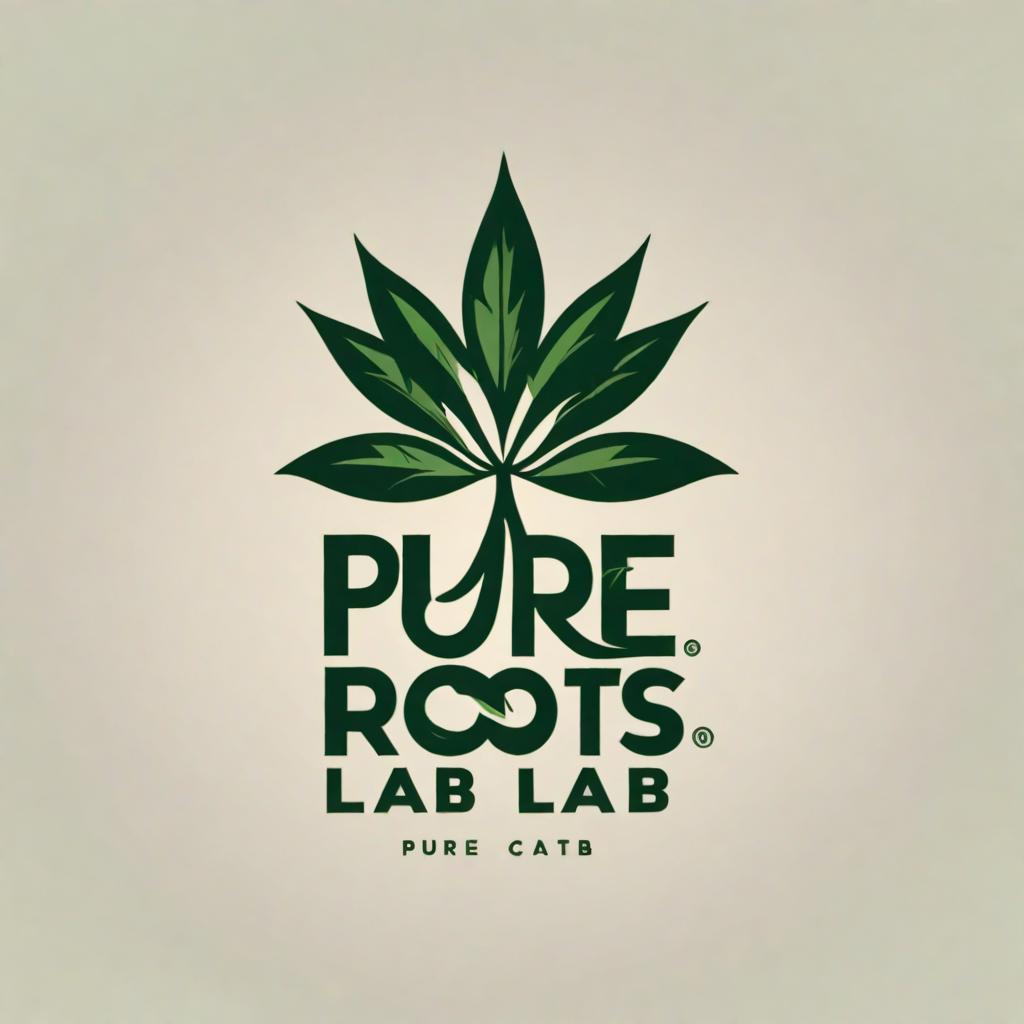  create me a high quality, clean cut logo for a brand named " Pure Roots Lab " that aims to appeal to this demopgraphic: Demographic Information:  Age Range: 21-45 Gender: All genders Occupation: Diverse, including professionals, creatives, and entrepreneurs Income Level: Middle to upper-middle class Geographic Location: Primarily urban and suburban areas where cannabis is legal Lifestyle: Health-conscious individuals who value wellness, mindfulness, and work-life balance. make sure the logo radiates the values of : Health, sustainability, transparency, and reliability. Be sure to keep the design simple, clean and elegant . Incorporate the cannabis leaf within the lettering of the icon