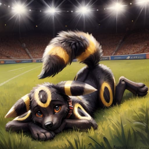  ((Umbreon)), , rear view, wide apart, covering face with hands, lying on back, (()), anatomically correct, gaping ,in the center of the stadium, (wearing a Pokemon trainer's cap), public humiliation, in front of witnesses, in the crowd ,knot, dog , feet towards the viewer, lying with his paws towards the viewer, penetration, public indecency, ,sperm in , , , tears, scaredy boy, tongue, ready to , after , sweat, tired, collar, cute,, , presenting , , s,, raised tail, paws,, best quality, shaded, extreme detail, highly detailed, ultradetailed, intricate, realistic, detailed background, hi res, realistic, photography \(artwork\), (by kenket), by ross t