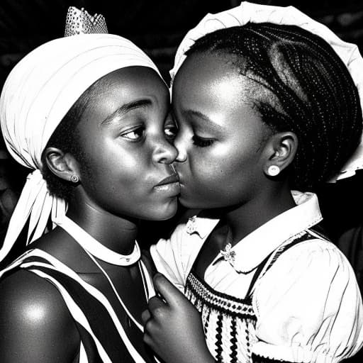  Alice and a African girl kissing at a wild drinking party,