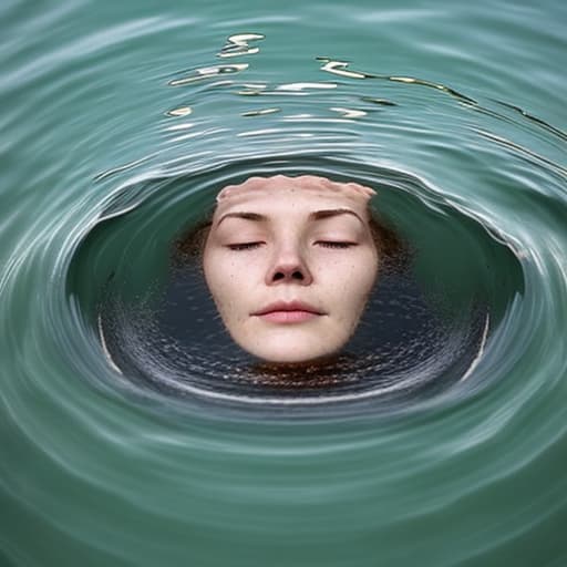  woman's head drowning in lake