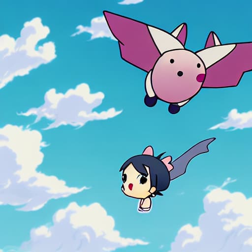  kawaii anime character flying