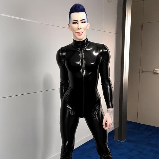  A full body photo of James Charles in a bodysuit