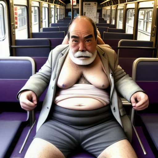  mature de 50 años en calzones en la estación de tren de Japón fotos