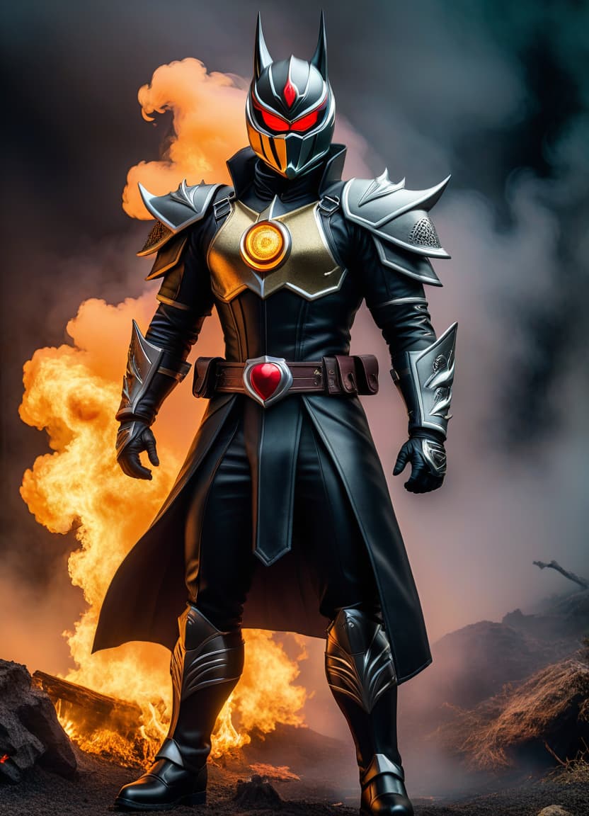  collage style Kamen rider, demon, kamen rider devil, taro devil, 1Figure, fire on background . mixed media, layered, textural, detailed, artistic hyperrealistic, full body, detailed clothing, highly detailed, cinematic lighting, stunningly beautiful, intricate, sharp focus, f/1. 8, 85mm, (centered image composition), (professionally color graded), ((bright soft diffused light)), volumetric fog, trending on instagram, trending on tumblr, HDR 4K, 8K