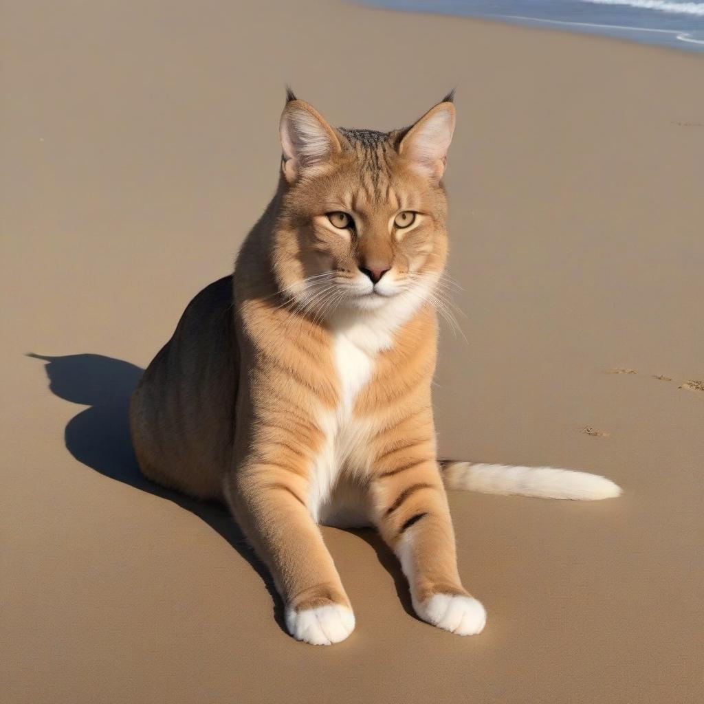  Very large cat on the beach