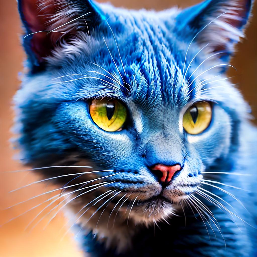  Blue cat ,highly detailed, cinematic lighting, stunningly beautiful, intricate, sharp focus, f1. 8, 85mm, (centered image composition), (professionally color graded), ((bright soft diffused light)), volumetric fog, trending on instagram, trending on tumblr, HDR 4K, 8K