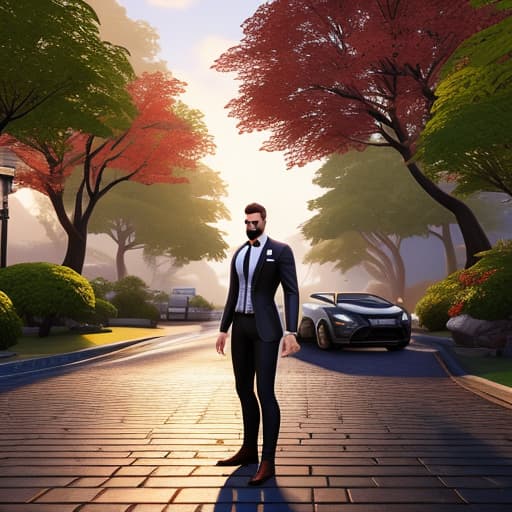  Sims 4, getting to work package hyperrealistic, full body, detailed clothing, highly detailed, cinematic lighting, stunningly beautiful, intricate, sharp focus, f/1. 8, 85mm, (centered image composition), (professionally color graded), ((bright soft diffused light)), volumetric fog, trending on instagram, trending on tumblr, HDR 4K, 8K