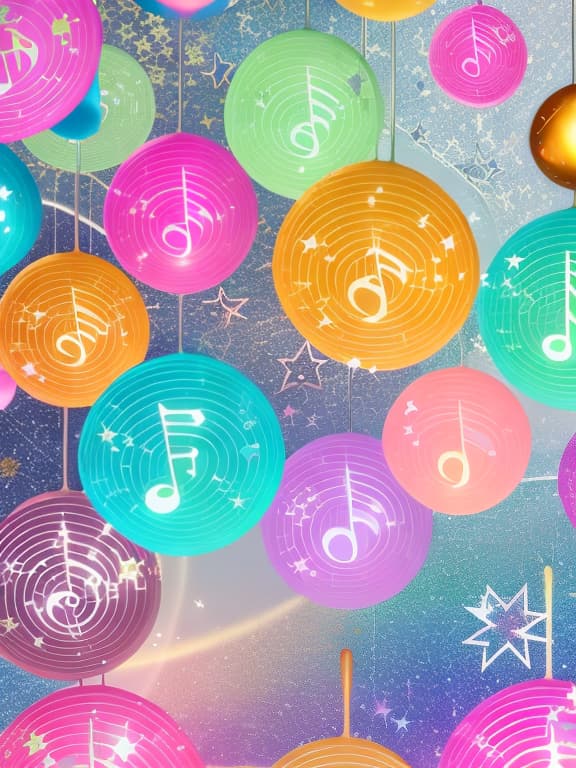  Cute musical notes and sparkling stars and gems wallpaper