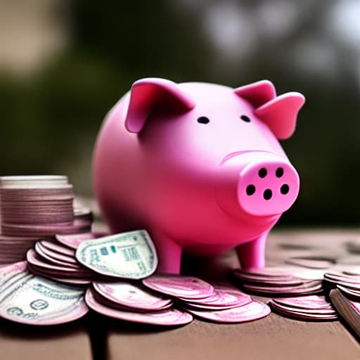  Pink pig holding money