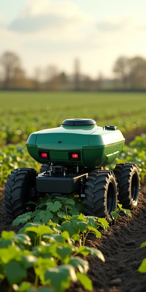  good quality, high quality, a robotic system automatically distributing fertilizers in a farm