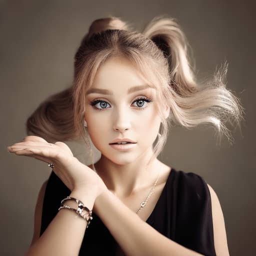 portrait+ style this image but with the female having little ariana grande face