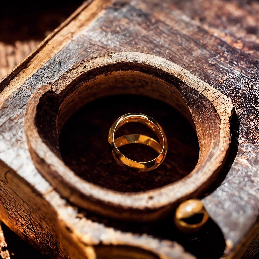  (best quality:1.5), a ring inside the rusty old box, dim light