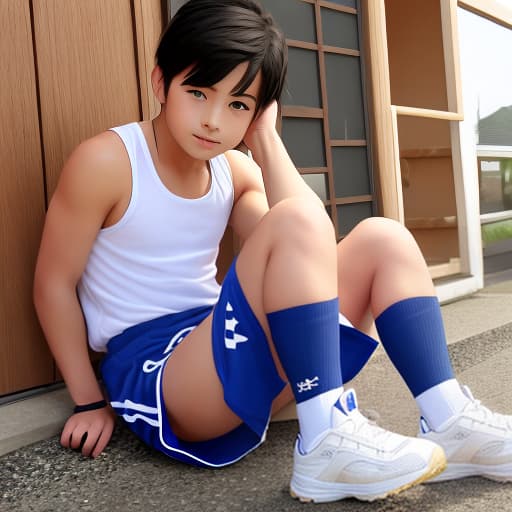  Long high socks Tank top Cute sixth grade hot pants Japanese boy