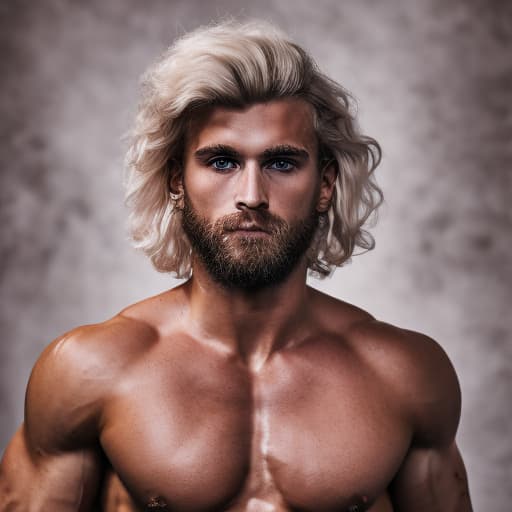 portrait+ style Russian queer fitness model blonde hunk dude face