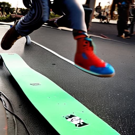  (xenomorph) on a skateboard doing a kickflip