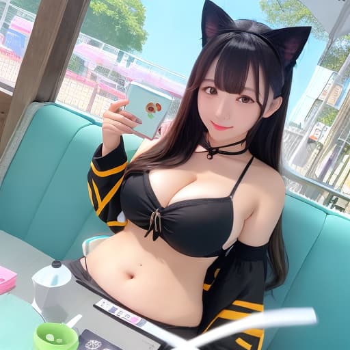  全裸で魚を咥えて走る巨乳の女子高生