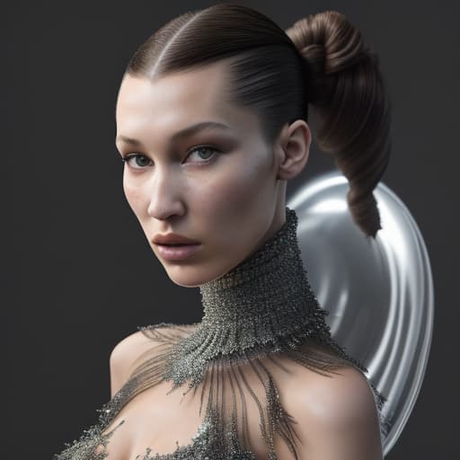  A highly detailed medium shot 8 k render portrait of an alien goddess bella hadid in iris van herpen dress schiaparelli