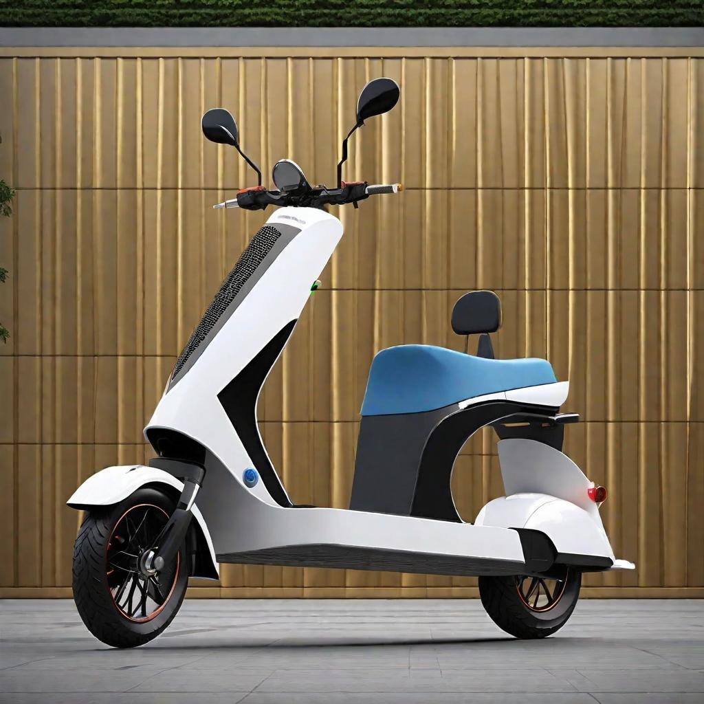  Masterpiece, best quality, a scooter that can go out in the rain to protect people from the rain and has the ability to buy vegetables, innovation, technology, simplicity.