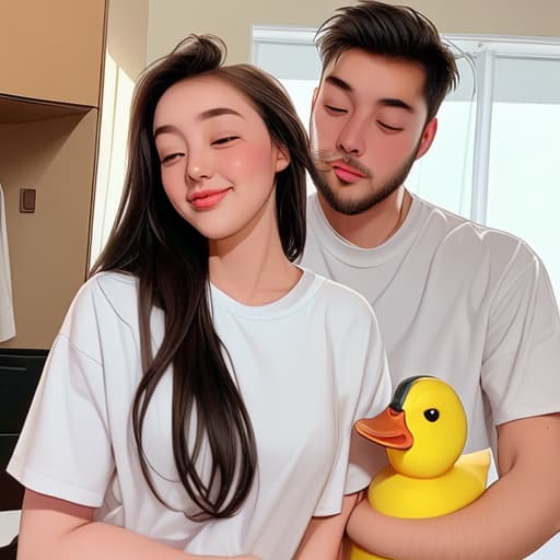  A boyfriend putting duck in his girlfriend