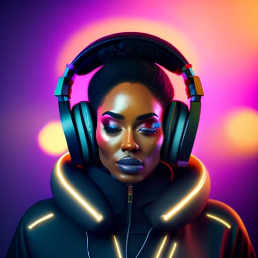  girl wearing headphones hyperrealistic, full body, detailed clothing, highly detailed, cinematic lighting, stunningly beautiful, intricate, sharp focus, f/1. 8, 85mm, (centered image composition), (professionally color graded), ((bright soft diffused light)), volumetric fog, trending on instagram, trending on tumblr, HDR 4K, 8K