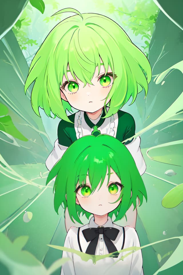  Look into the gap between the green hair characters