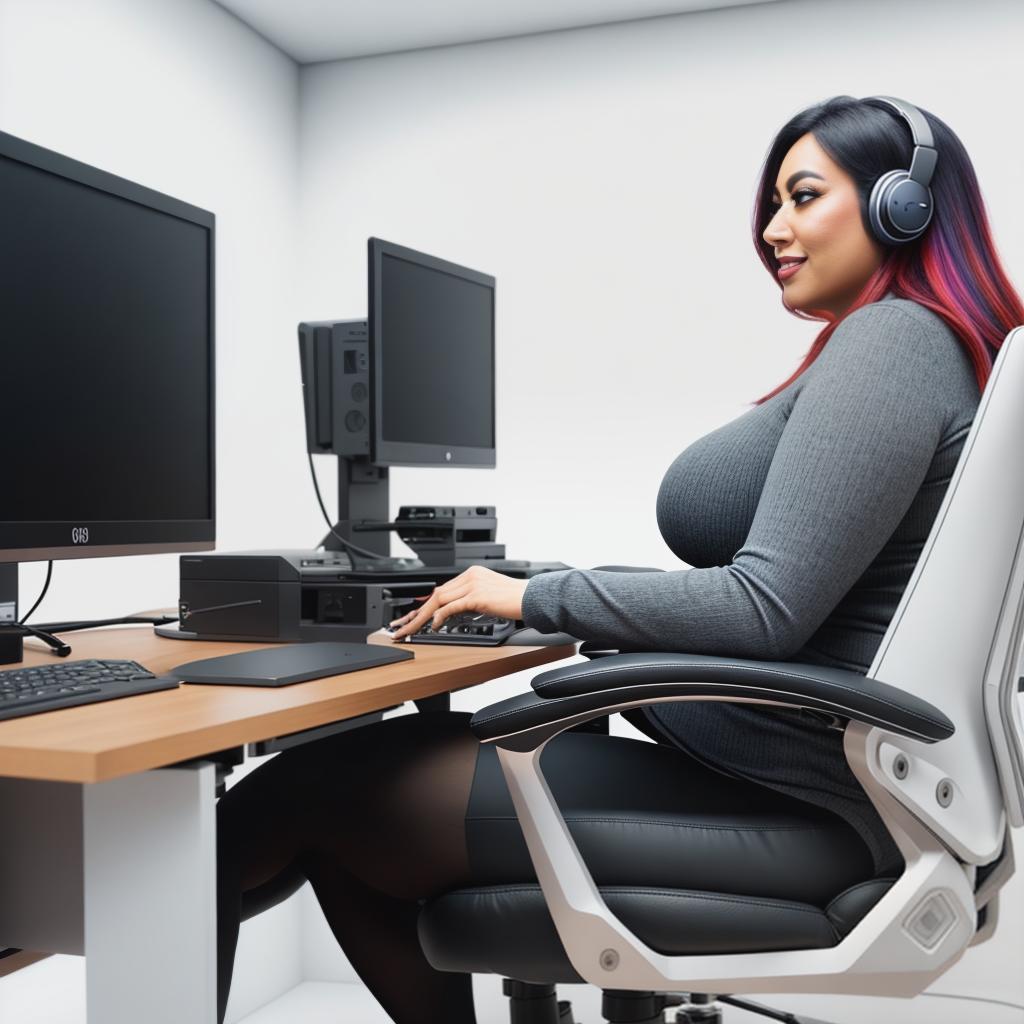  raccoon sitting in gaming chair front a computer on desktop, ((semi anthropomorphic)),(full body), tail, belly, sitting, fat, (chubby), (((white background))), solo, desktop, gaming chair, side view,  [[[clothes]]] hyperrealistic, full body, detailed clothing, highly detailed, cinematic lighting, stunningly beautiful, intricate, sharp focus, f/1. 8, 85mm, (centered image composition), (professionally color graded), ((bright soft diffused light)), volumetric fog, trending on instagram, trending on tumblr, HDR 4K, 8K