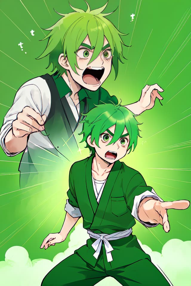  Green hair handsome, Takebayashi tei, shouting