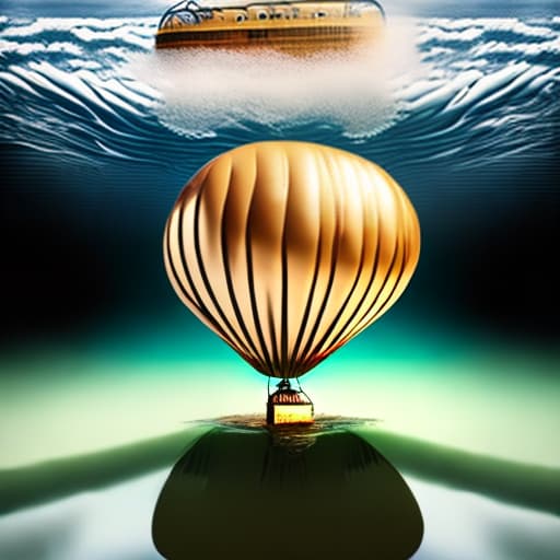 estilovintedois Incredible major steampunk balloon floating above water surface