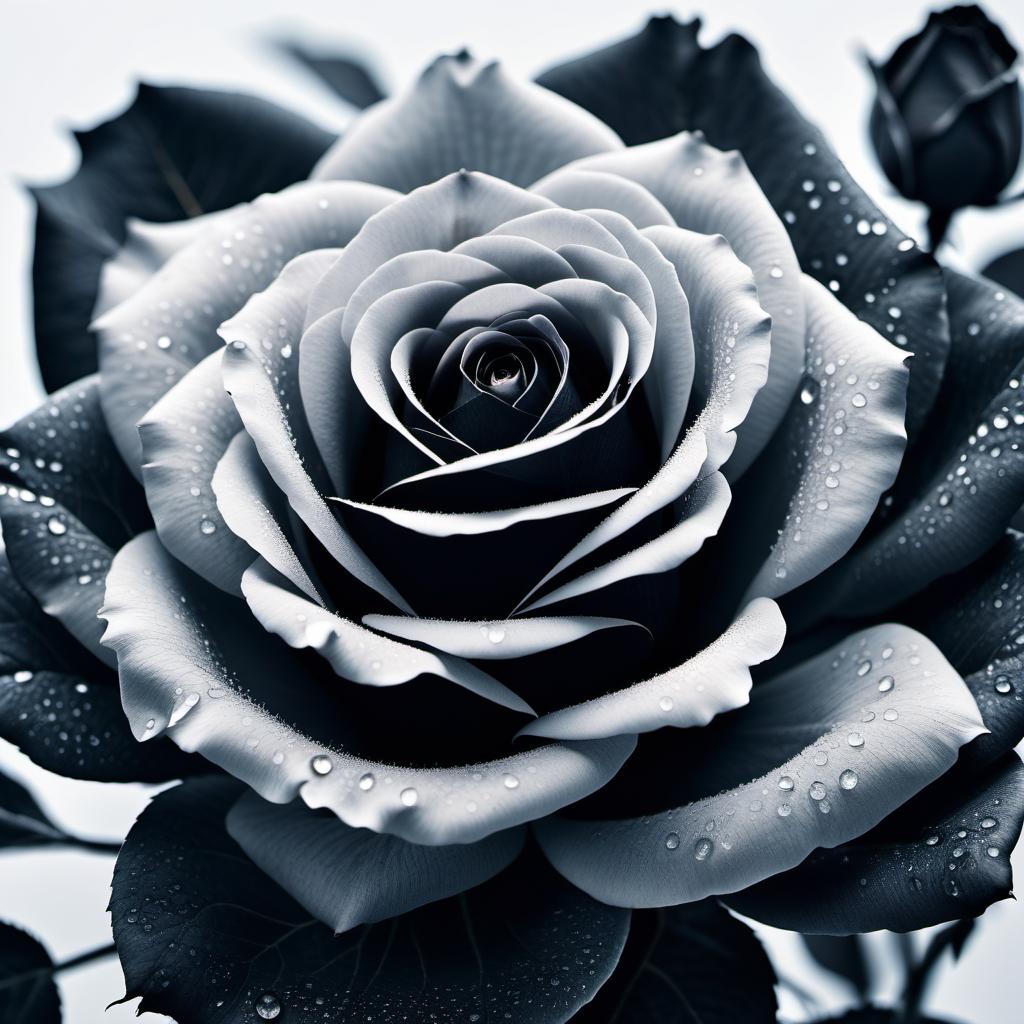  cinematic photo Draw a black rose on a clean white background. Keep the natural color! . 35mm photograph, film, bokeh, professional, 4k, highly detailed hyperrealistic, full body, detailed clothing, highly detailed, cinematic lighting, stunningly beautiful, intricate, sharp focus, f/1. 8, 85mm, (centered image composition), (professionally color graded), ((bright soft diffused light)), volumetric fog, trending on instagram, trending on tumblr, HDR 4K, 8K