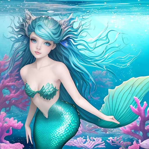  Beautiful fantasy girl who turned into underwater mermaid