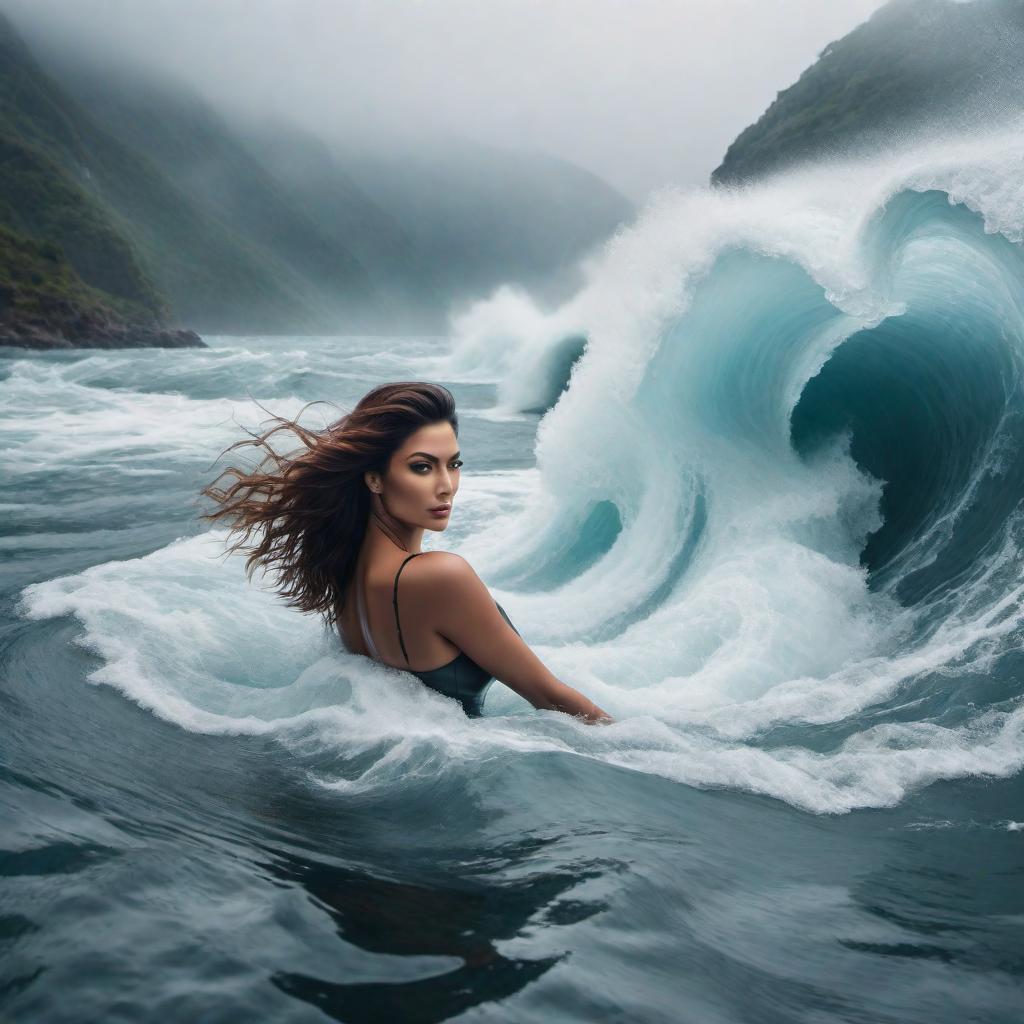  A swirling body of water with strong currents, representing the concept of drowning in a whirlpool. hyperrealistic, full body, detailed clothing, highly detailed, cinematic lighting, stunningly beautiful, intricate, sharp focus, f/1. 8, 85mm, (centered image composition), (professionally color graded), ((bright soft diffused light)), volumetric fog, trending on instagram, trending on tumblr, HDR 4K, 8K