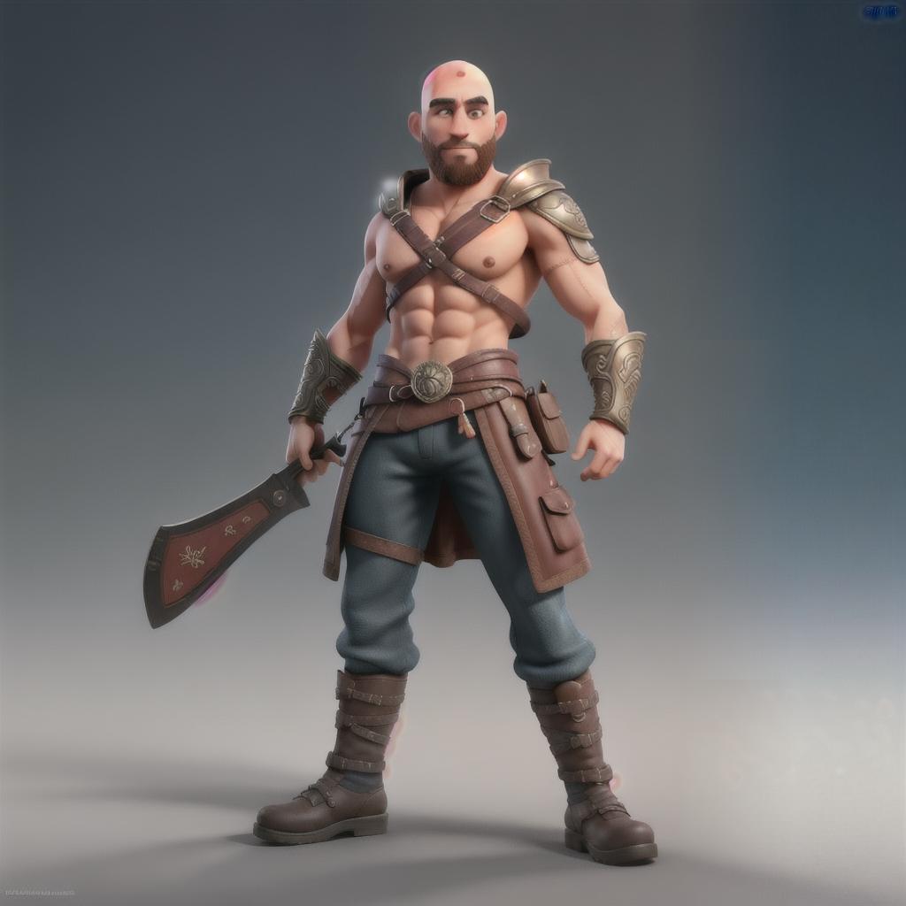  Kratos hyperrealistic, full body, detailed clothing, highly detailed, cinematic lighting, stunningly beautiful, intricate, sharp focus, f/1. 8, 85mm, (centered image composition), (professionally color graded), ((bright soft diffused light)), volumetric fog, trending on instagram, trending on tumblr, HDR 4K, 8K