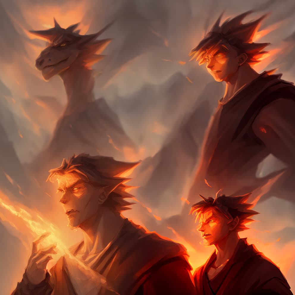 portrait+ style Big dragons on a hill and fantasy with a famale super sayan standing