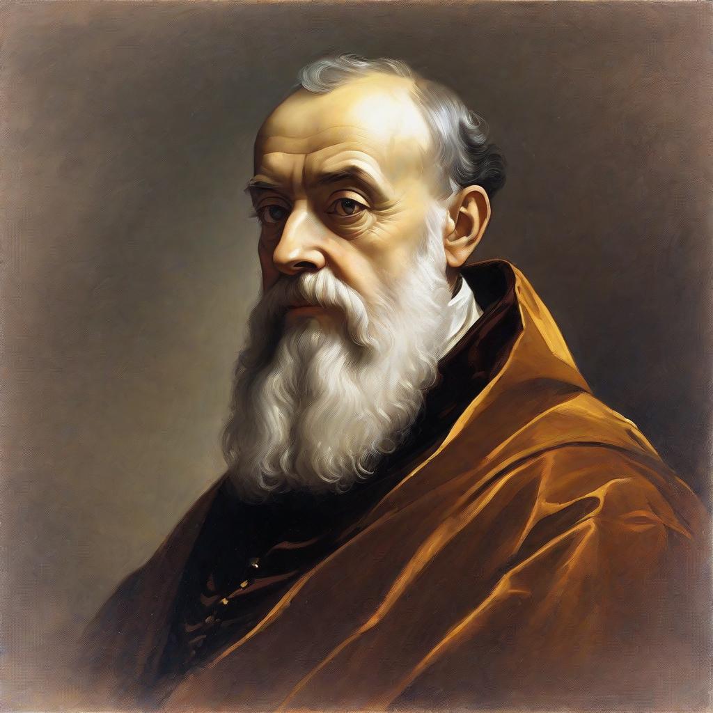  masterpiece, best quality,Painting a portrait of Galileo Galilei in the same style