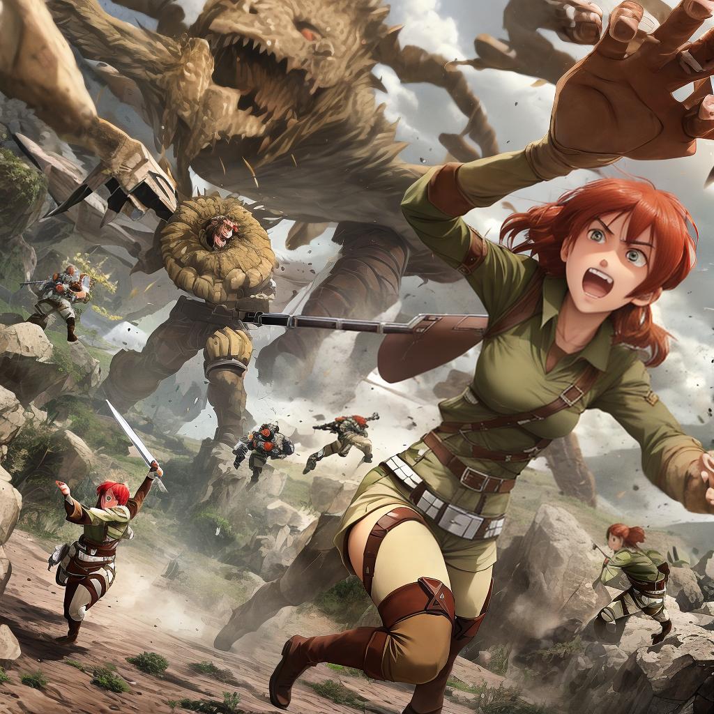  Masterpiece, best quality, attacking Giants Survey Corps female 8K pictures in ultra high resolution