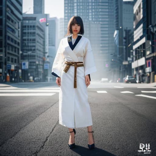  A beautiful Japanese girl hyperrealistic, full body, detailed clothing, highly detailed, cinematic lighting, stunningly beautiful, intricate, sharp focus, f/1. 8, 85mm, (centered image composition), (professionally color graded), ((bright soft diffused light)), volumetric fog, trending on instagram, trending on tumblr, HDR 4K, 8K