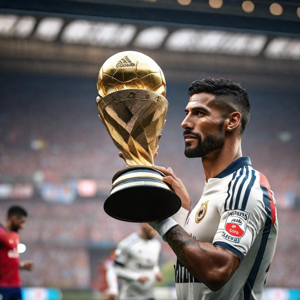  Campeón copa libertadores 2024 hyperrealistic, full body, detailed clothing, highly detailed, cinematic lighting, stunningly beautiful, intricate, sharp focus, f/1. 8, 85mm, (centered image composition), (professionally color graded), ((bright soft diffused light)), volumetric fog, trending on instagram, trending on tumblr, HDR 4K, 8K