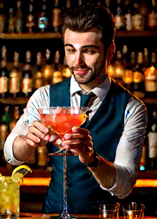  barman mixing a cocktail