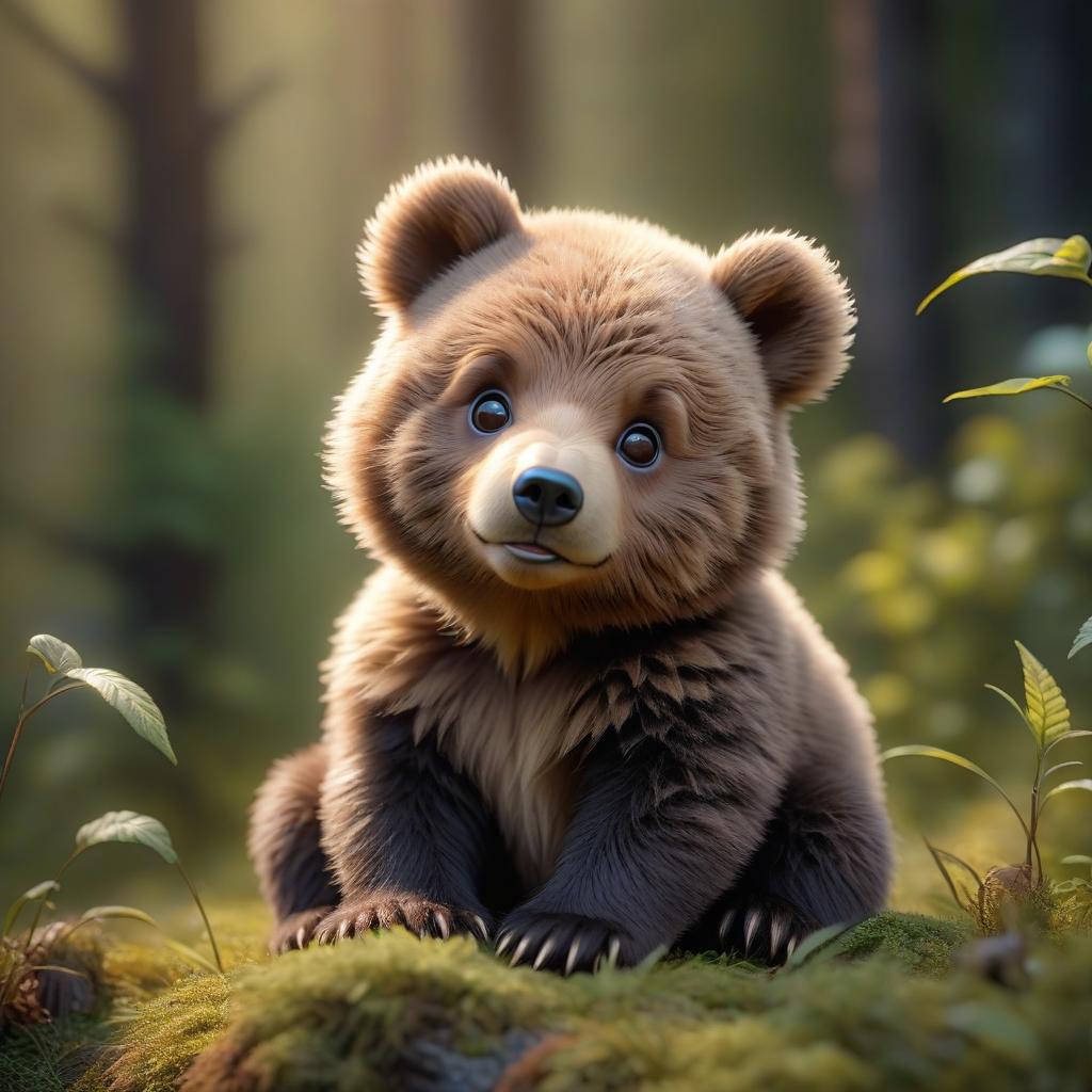  cute little bear cub hyperrealistic, full body, detailed clothing, highly detailed, cinematic lighting, stunningly beautiful, intricate, sharp focus, f/1. 8, 85mm, (centered image composition), (professionally color graded), ((bright soft diffused light)), volumetric fog, trending on instagram, trending on tumblr, HDR 4K, 8K