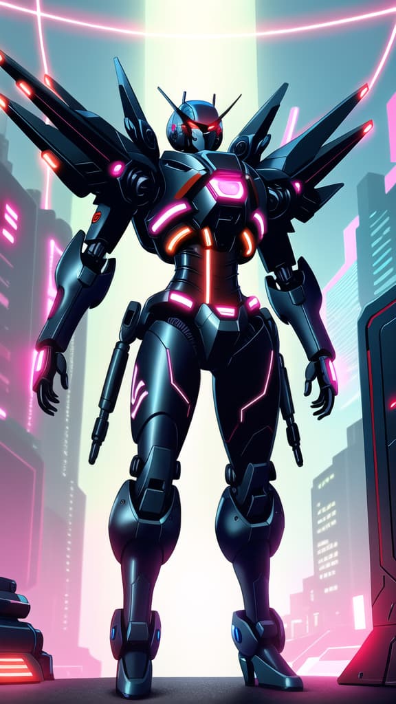  ((mecha)), exosuit, <lora:Mecha:0.8), <lora:add_detail:1.5), ultra sharp, detailed, science_fiction, red and black colors, (((made of computer chips, wires))), glowing in the dark, neon details, intricate, mecha masterpiece, detailed mech armor