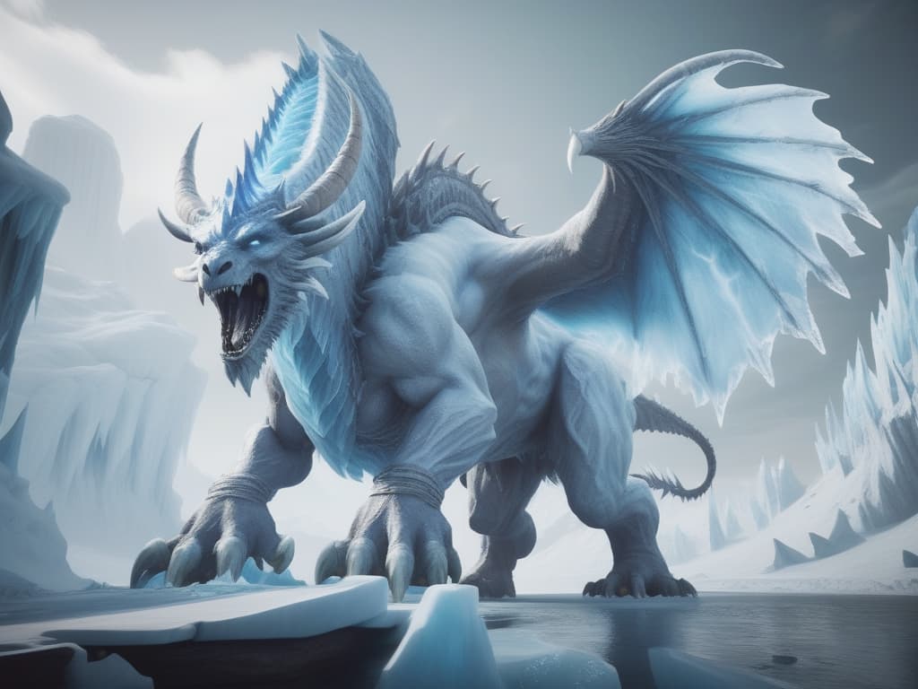  Embark on a Dungeons and Dragons-inspired journey with a colossal ice mythical creature rendered in breathtaking 32K resolution using Unreal Engine. This epic scene merges fantasy and cutting-edge technology, bringing to life the intricate details of a creature that echoes the mysteries of icy realms.