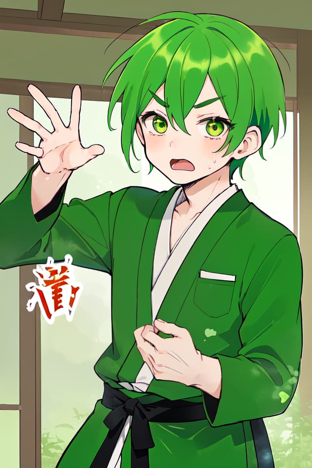  Green hair handsome, Takebayashi tei, shouting