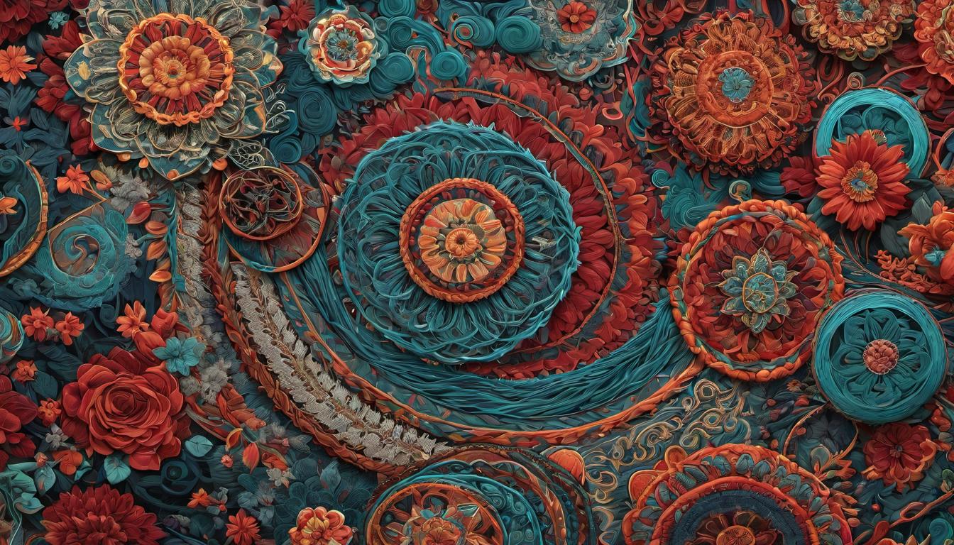  digital illustration, Interconnected threads within a tapestry, symbolizing the inner life, intricate, nuanced, symbiotic, looking at viewer, dynamic pose, (intricate details, masterpiece, best quality)